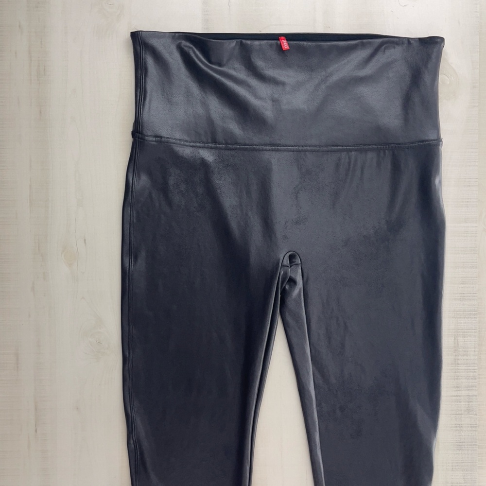 SPANX Anthropologie high rise slimming faux leather leggings 3XL 3X XXXL black